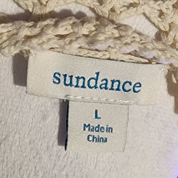 Sundance Cream Crochet Boho Duster Cardigan Size L - Picture 5 of 6